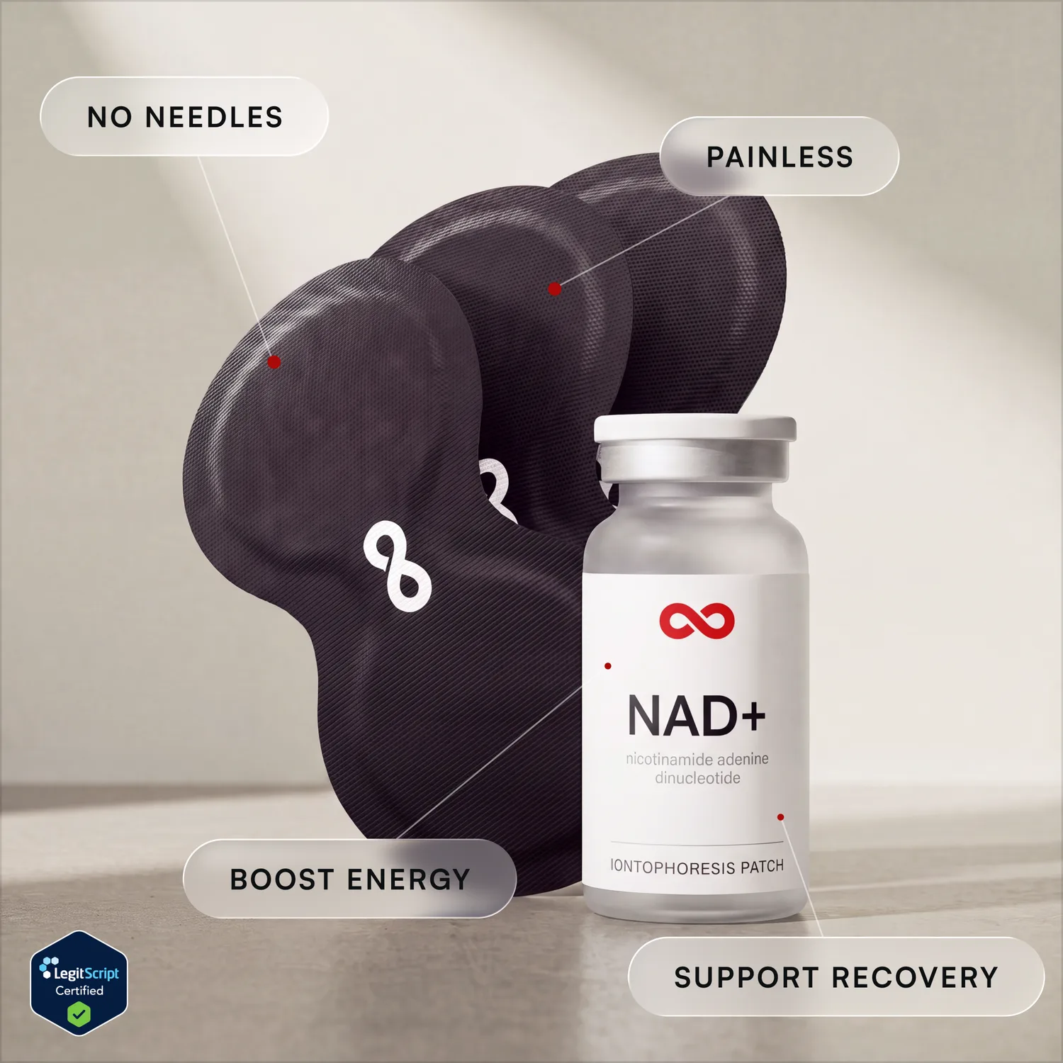 Ion Layer NAD+ patches and vial